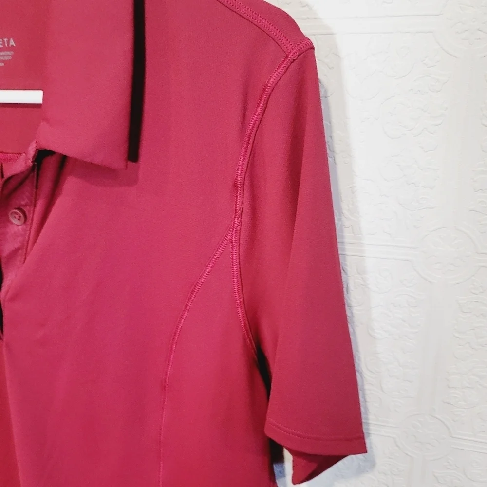 Athleta Advantage Red Polo Shot Sleeve Top - Picture 4 of 6